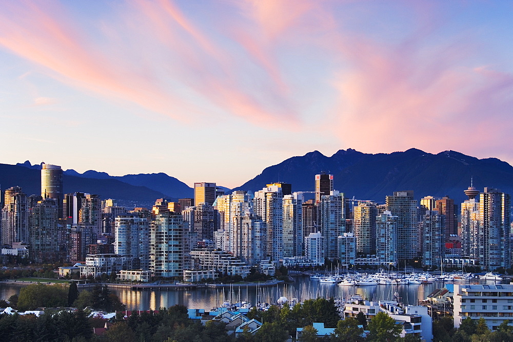 Downtown Vancouver Skyline at Dusk, Vancouver, British Columbia, Canada