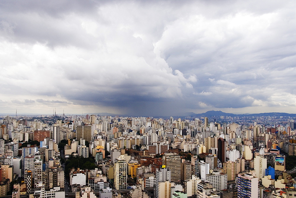 Rain Shower Approaching Downtown Sao Paulo, Sao Paulo, Brazil