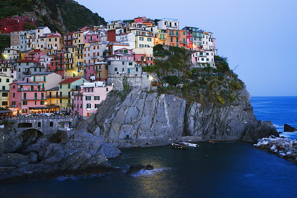 Cinque Terre Town of Manarola at Dusk, Manarola, Liguria, Italy