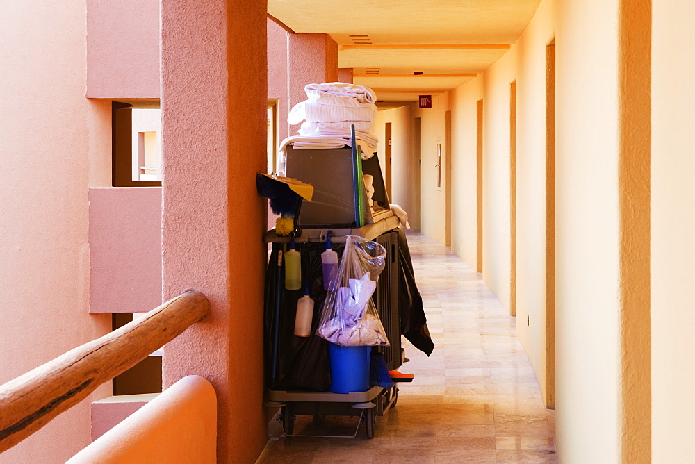 Cleaning Supplies in a Hotel Walkway, San Jose Los Cabos, Baja California, Mexico