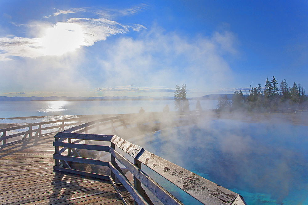 Steam rising from hot springs, Yellowstone National Park, Wyoming, United States