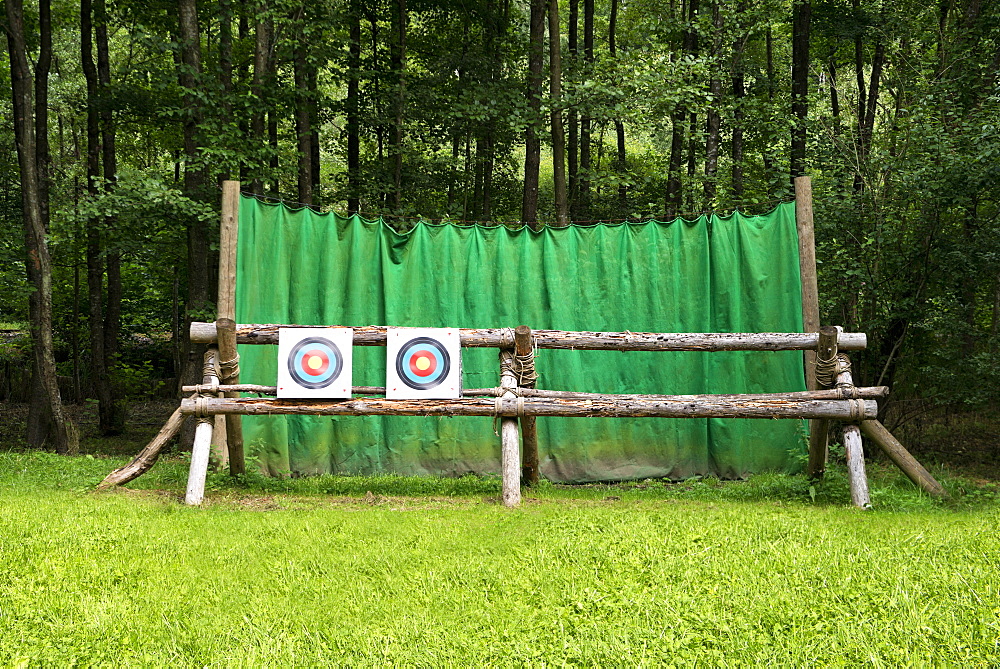 Targets on fence at archery range