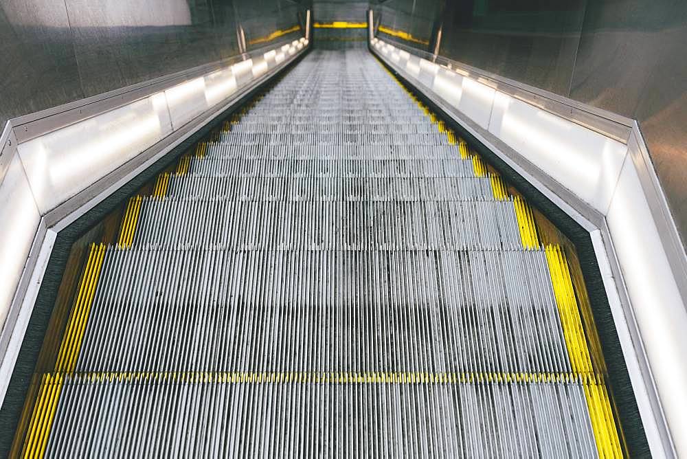 Escalator stairs in modern building