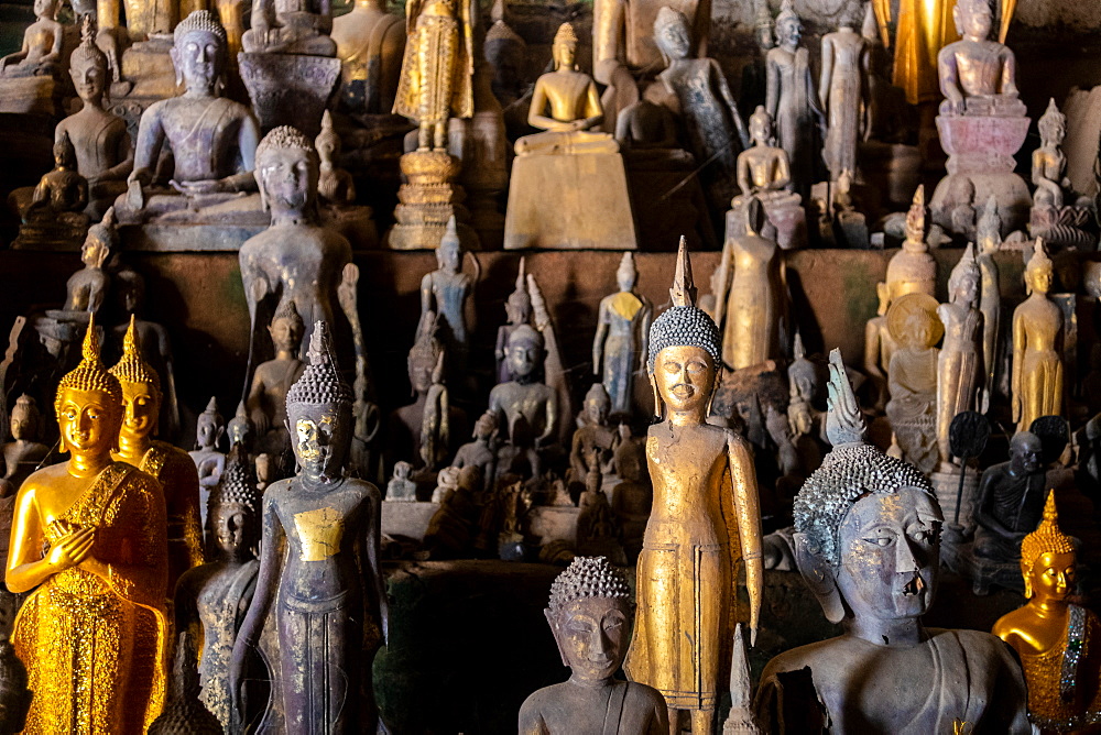 Collection of Buddha Statues Inside Pak Ou Caves, Luang Prabang In Laos, Laos