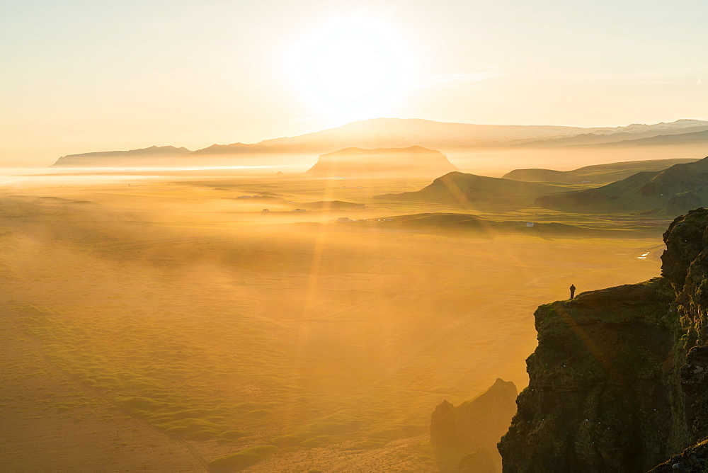 View at sunset from Dyrholaey Peninsula, near Vik, South Iceland (Sudurland), Iceland, Polar Regions, Iceland