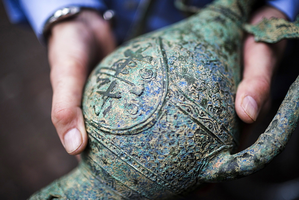 High angle close up of 17th century Vietnamese ewer, Vietnam