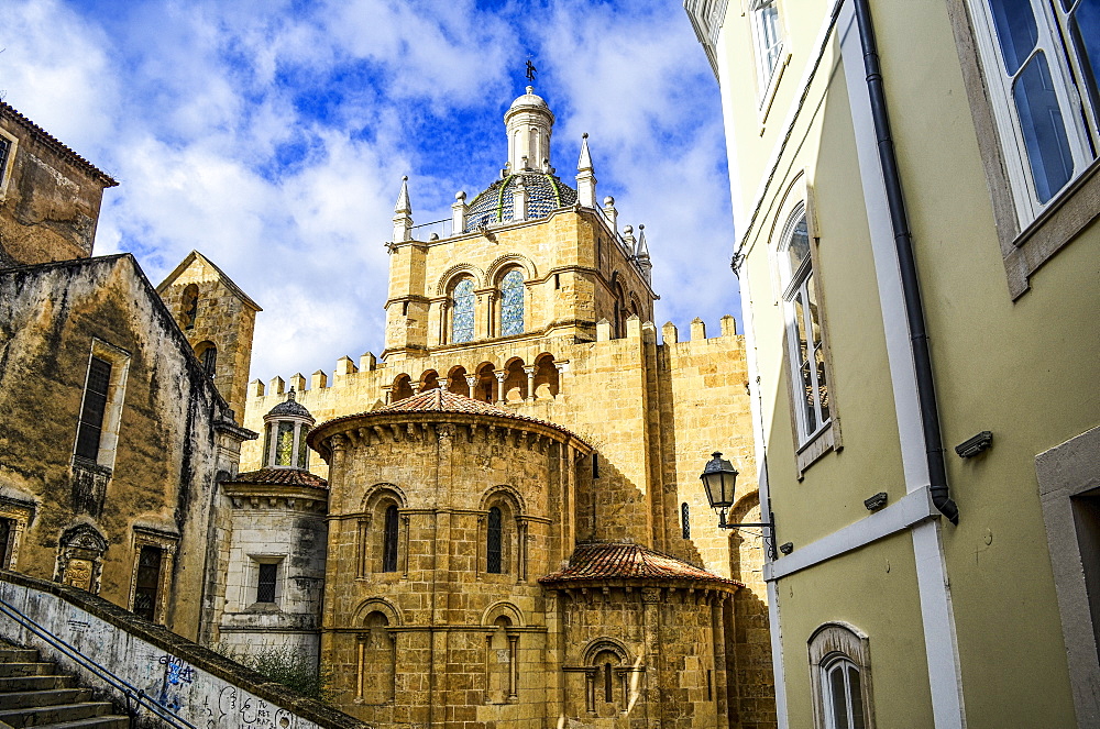 Exterior view of the old Romanesque cathedral, Coimbra, Portugal, Coimbra, Portugal