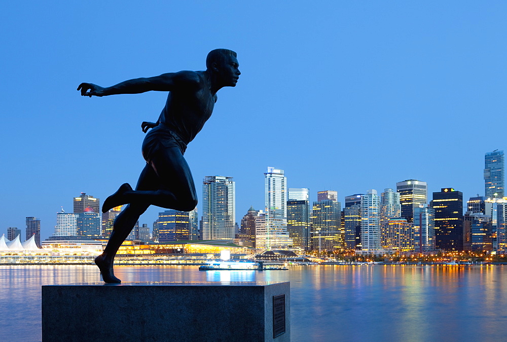 Running Sculpture With a Downtown Background, Vancouver, British Columbia, Canada