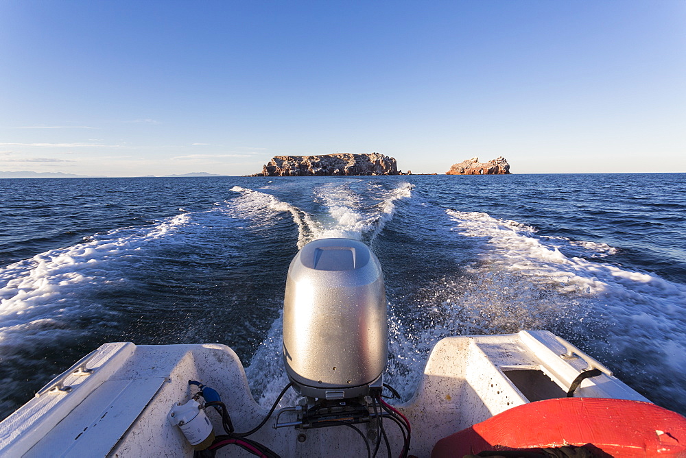 View from power boat across the Sea of Cortes, also known as the Gulf of California, Mexico