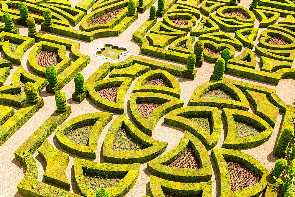 Formal gardens, Chateau of Villandry, Indre et Loire, Loire Valley, France