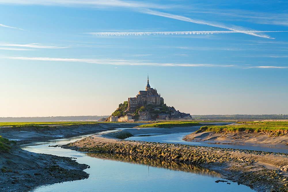 The historic citadel and abbey church of Le Mont Saint Michel in Normandy