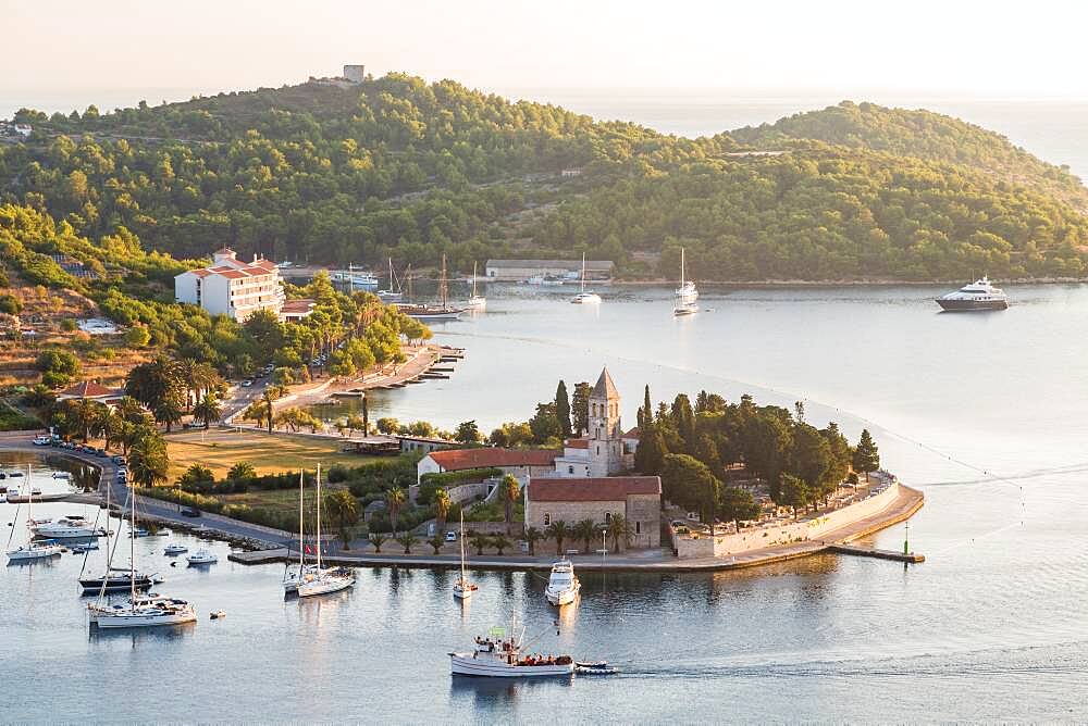 Vis town, Franciscan monastery and harbour, Vis Island, Croatia