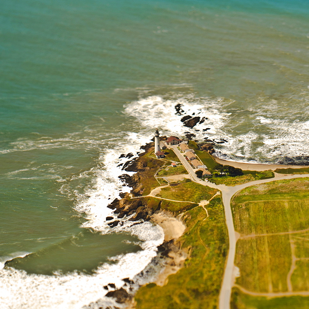 Lighthouse on a Rocky Coast, San Mateo, California, United States of America