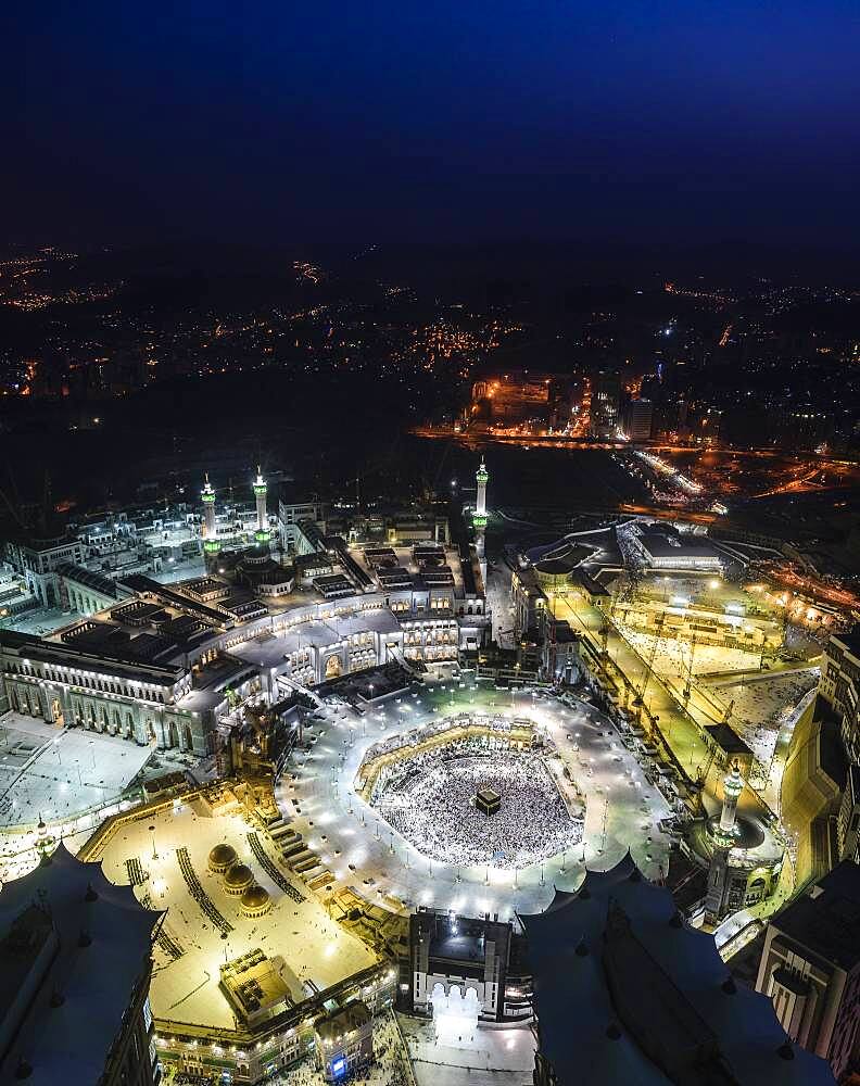 The Hajj annual Islamic pilgrimage to Mecca, Saudi Arabia, Aerial view.