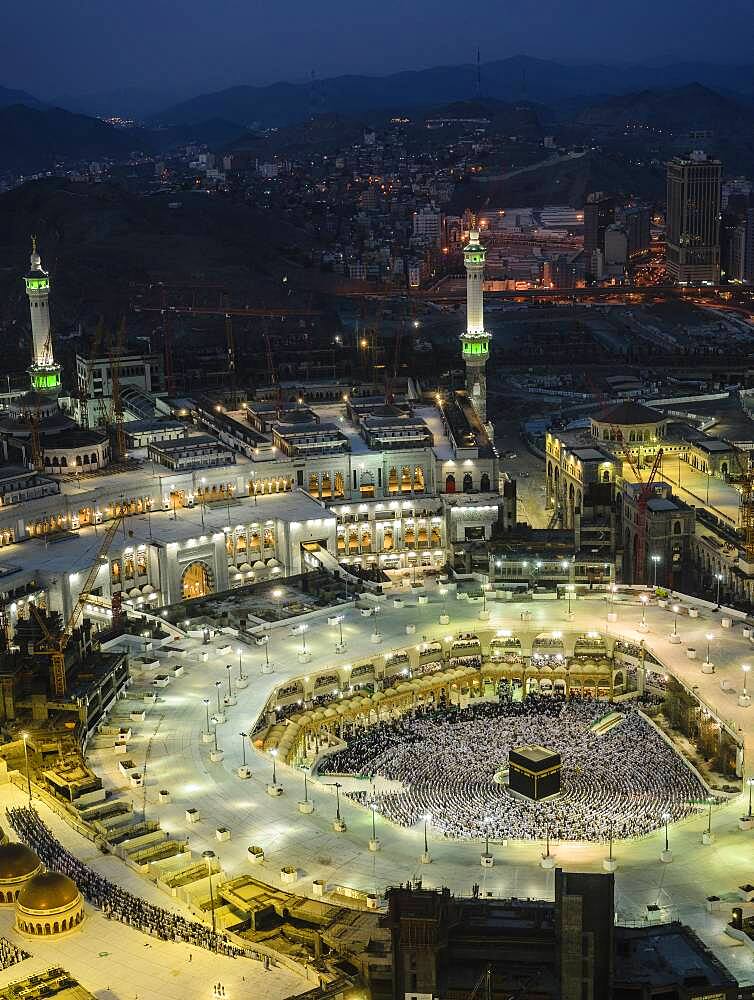 The Hajj annual Islamic pilgrimage to Mecca, Saudi Arabia. Aerial view.