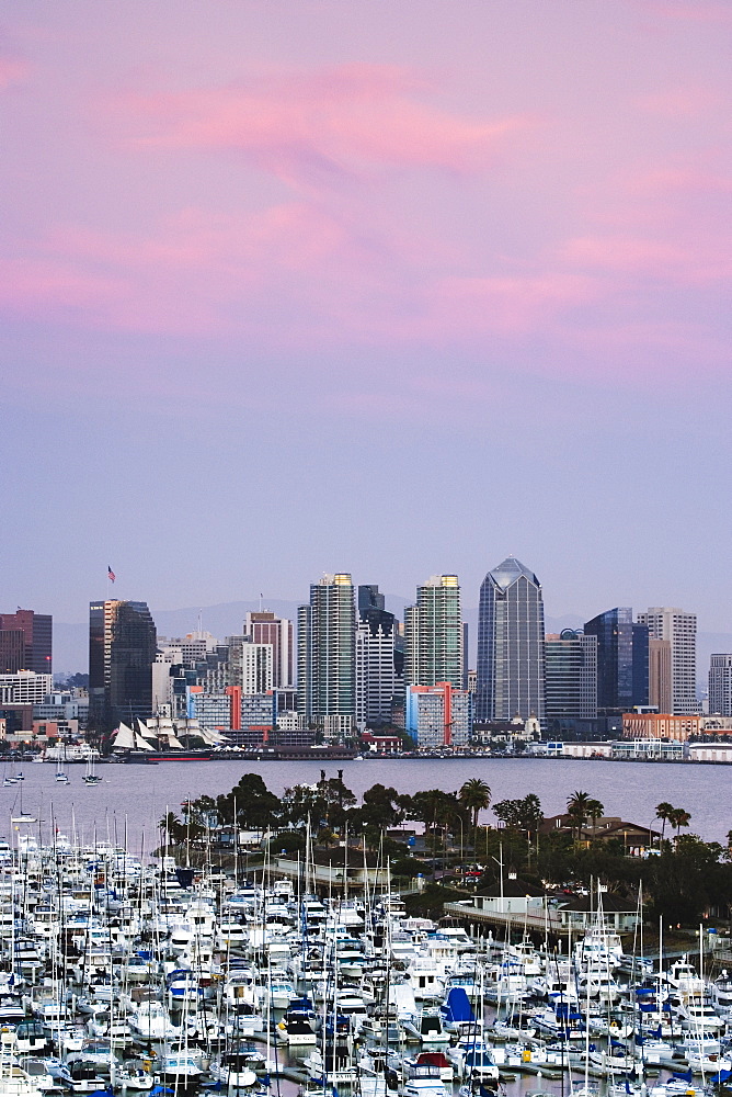 San Diego Skyline and Marina at Dusk, San Diego, California, United States of America