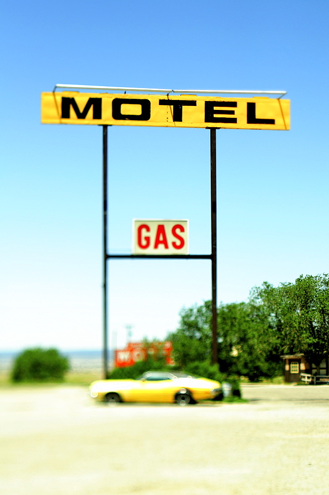 Old Motel and Gas Signs, Moriarty, New Mexico, United States of America