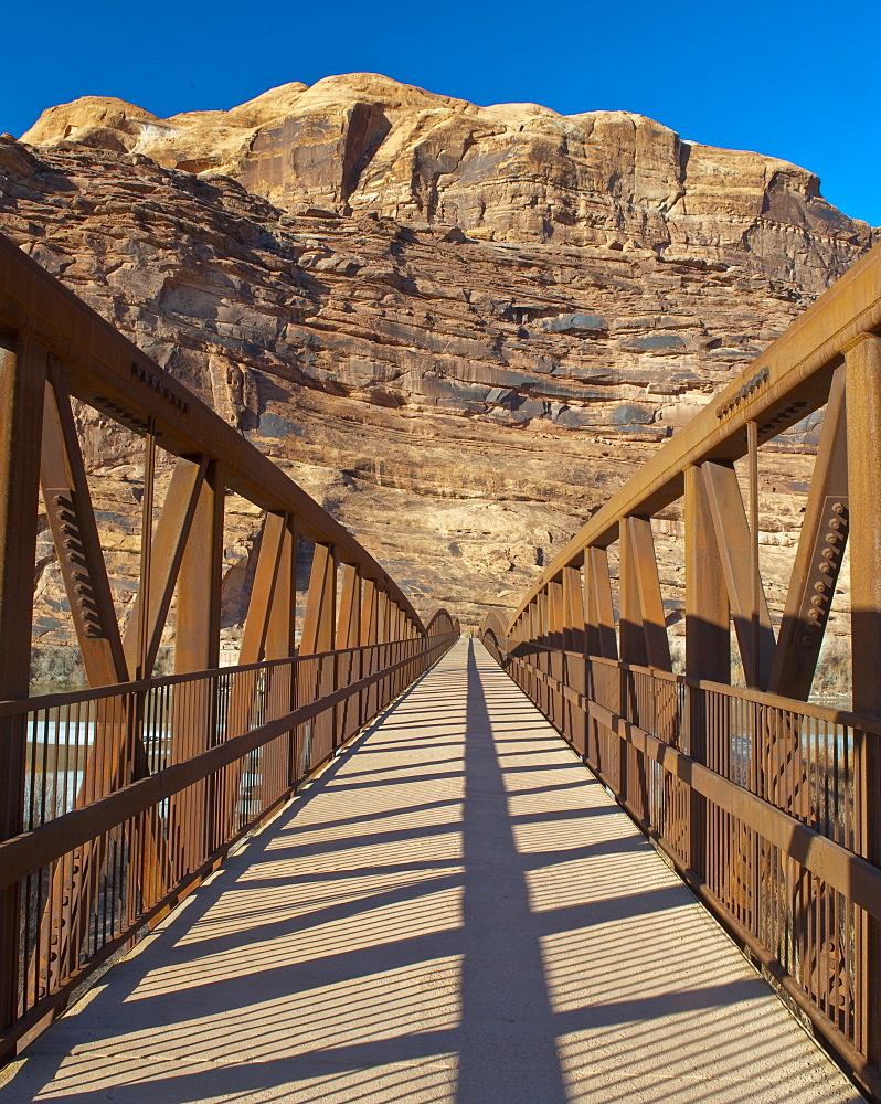 Pedestrian Bridge With a Rocky Background, Moab, Utah, United States of America