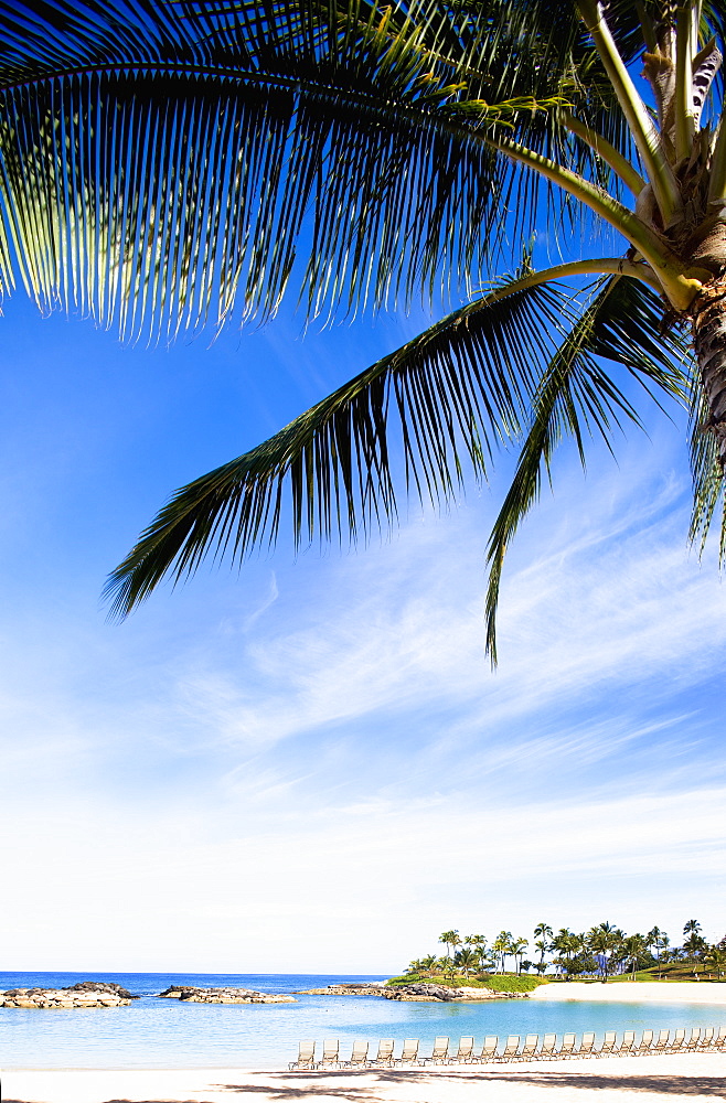 Chairs Lined Up on the Beach in Ko Olina Beach Park, Oahu, Hawaii, Kapolei, HI, United States of America