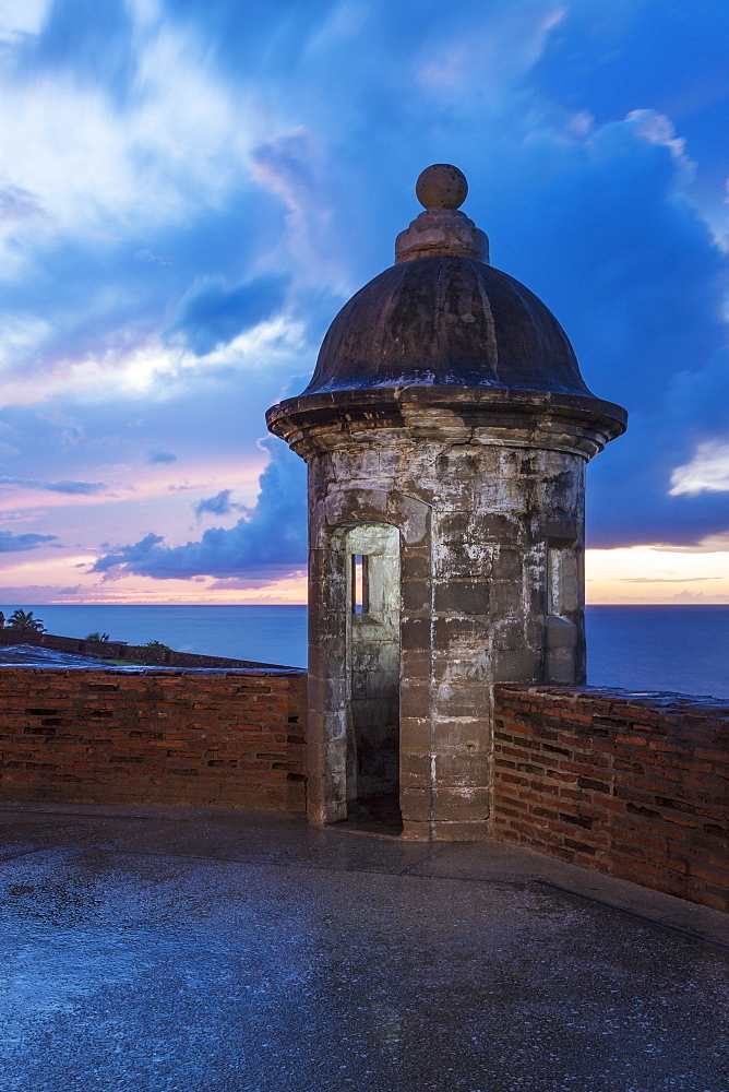 Sentry nook on castle roof, Castillo San Cristobal, San Juan, Puerto Rico, San Juan, Puerto Rico, Puerto Rico