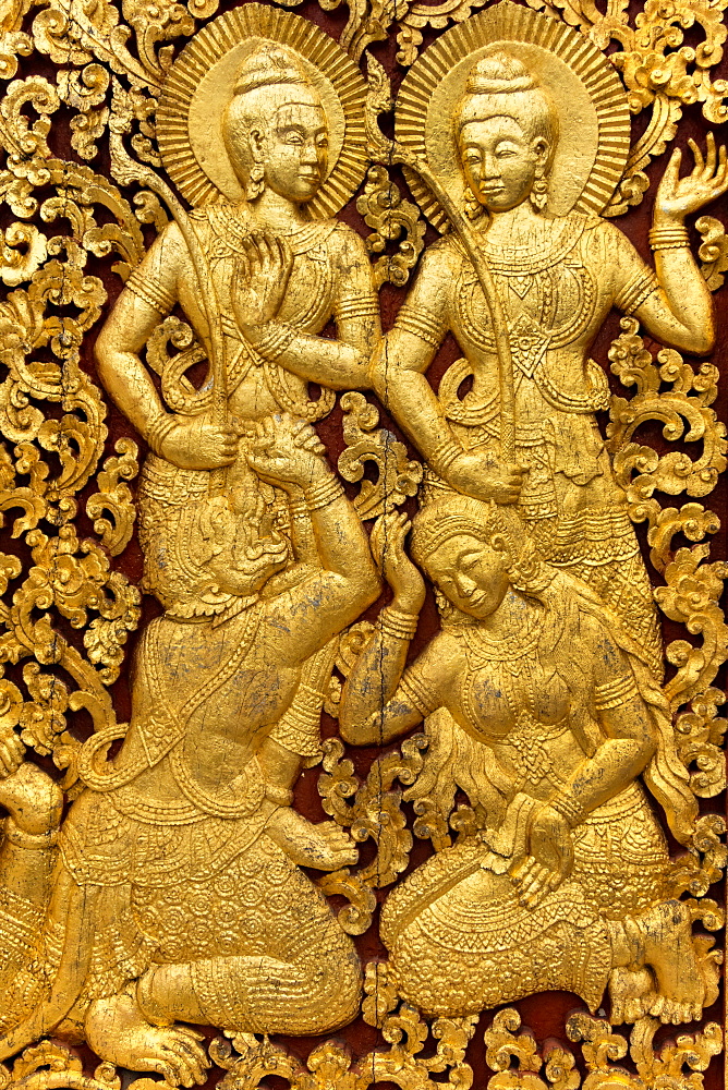 Religious Carvings On The Doors Of Wat Xieng Thong, Laos, Laos