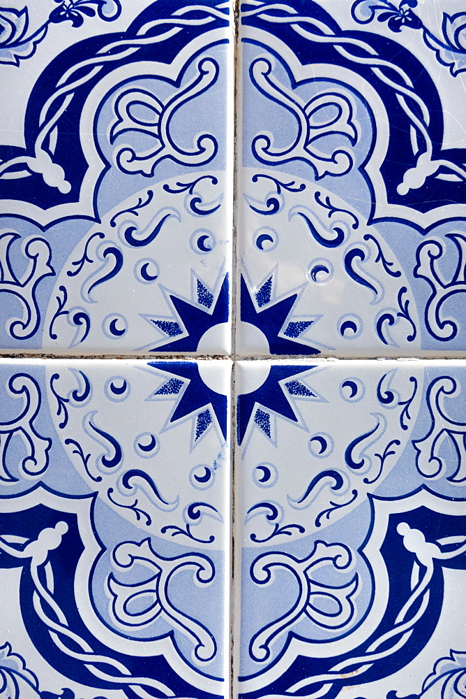 Vintage dark blue tiles, Algarve, Portugal