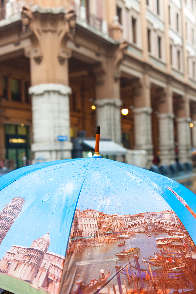 Umbrella depicting Italian landmarks, Florence, Italy