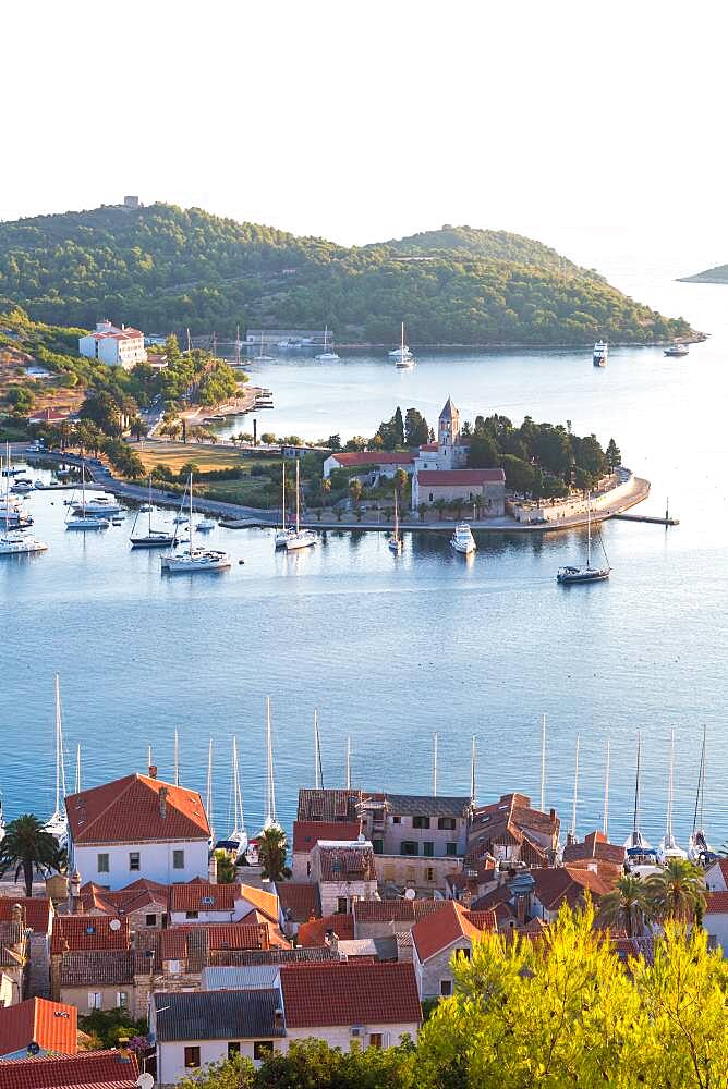 Vis town, Franciscan monastery and harbour, Vis Island, Croatia