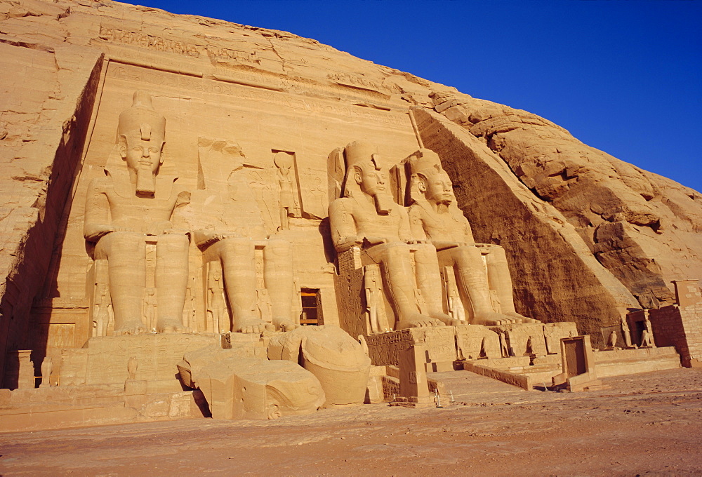 The Temple of Re-Herakhte for Ramses II which was moved when the Aswan High Dam was built, Abu Simbel, Egypt