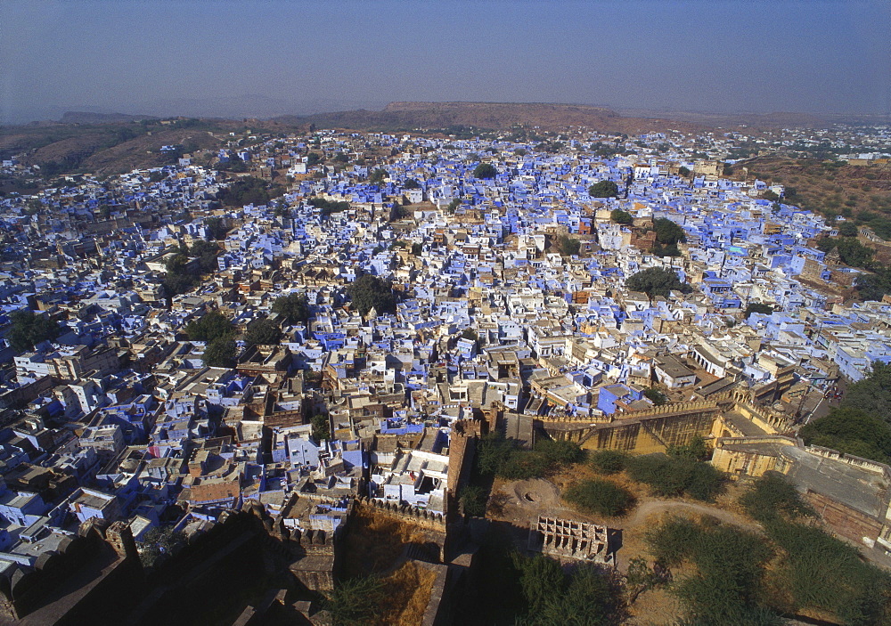 Aerial View of Blue Houses for the Bhrahman, Jodhpur, Rajasthan, India