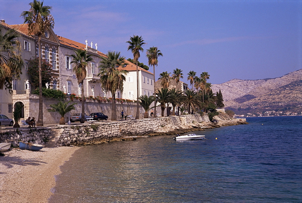 Korcula town beach, Korcula Island, Dalmatia, Croatia, Europe