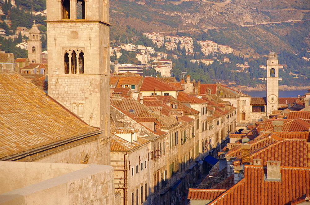 Monastery tower, The Stradun, Dubrovnik, Croatia, Europe