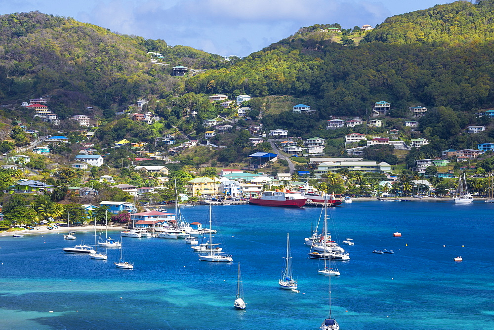 View of Admiralty Bay and Port Elizabeth, Bequia, The Grenadines, St. Vincent and The Grenadines, West Indies, Caribbean, Central America