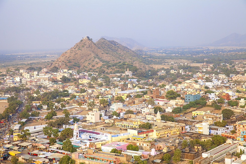 Aerial view of Pushkar Camel Fair, Pushkar, Rajasthan, India, Asia