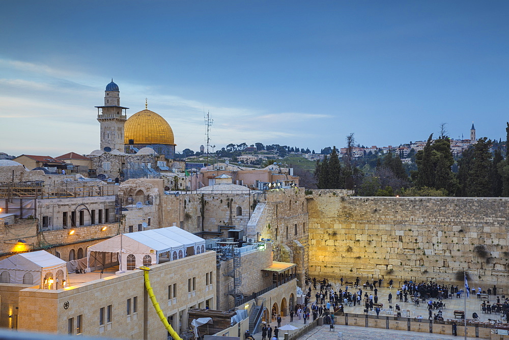 Western Wall and the Dome of the Rock, Old City, UNESCO World Heritage Site, Jerusalem, Israel, Middle East