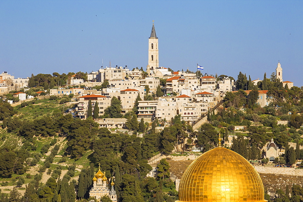 View towards Temple Mount and the Mount of Olives, Jerusalem, Israel, Middle East