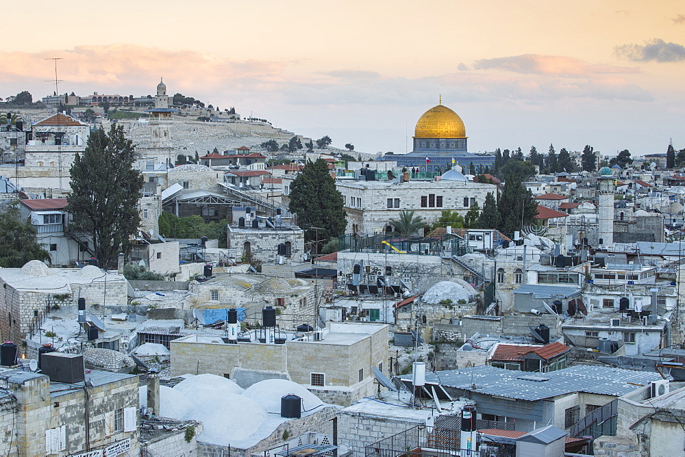 View over Muslim Quarter towards Dome of the Rock, Jerusalem, Israel, Middle East