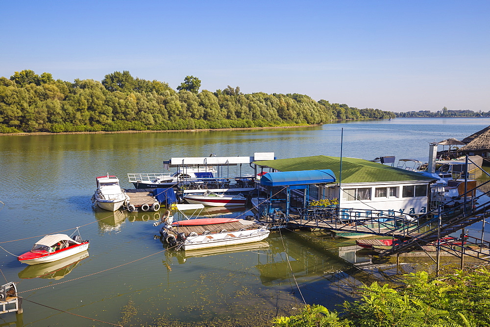 Floating restaurant and bars on the Danube River, Belgrade, Serbia, Europe