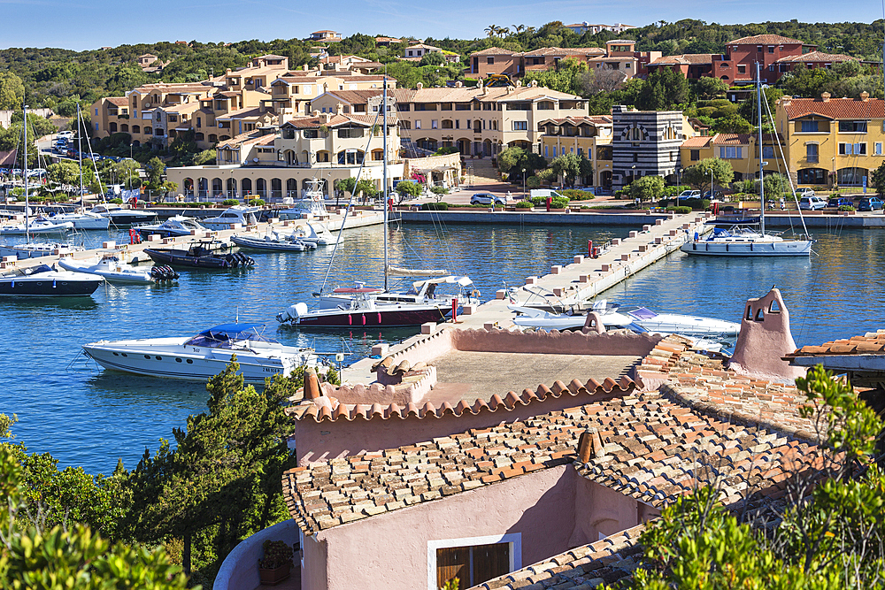 View of marina, Porto Cervo, Sassari Province, Sardinia, Italy, Mediterranean, Europe