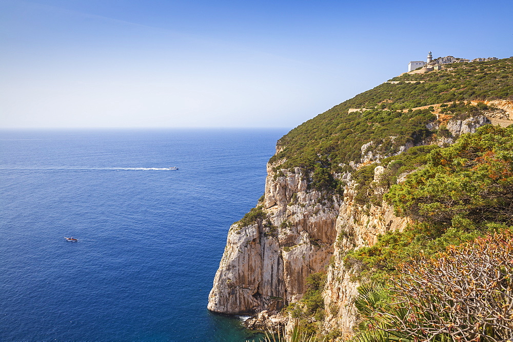 Capo Caccia Lighthouse, Capo Caccia, Porto Conte National Park, Alghero, Sardinia, Italy, Mediterranean, Europe