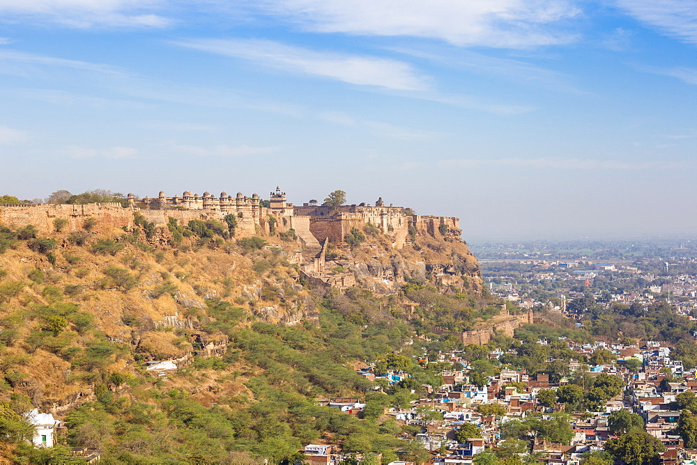 View of Gwalior Fort and Man Singh Palace, Gwalior, Madhya Pradesh, India, Asia