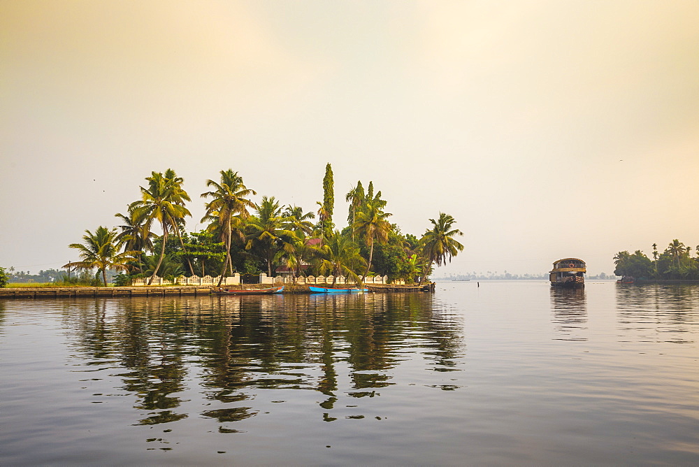 Houseboats on Backwaters, Alappuzha (Alleppey), Kerala, India, Asia