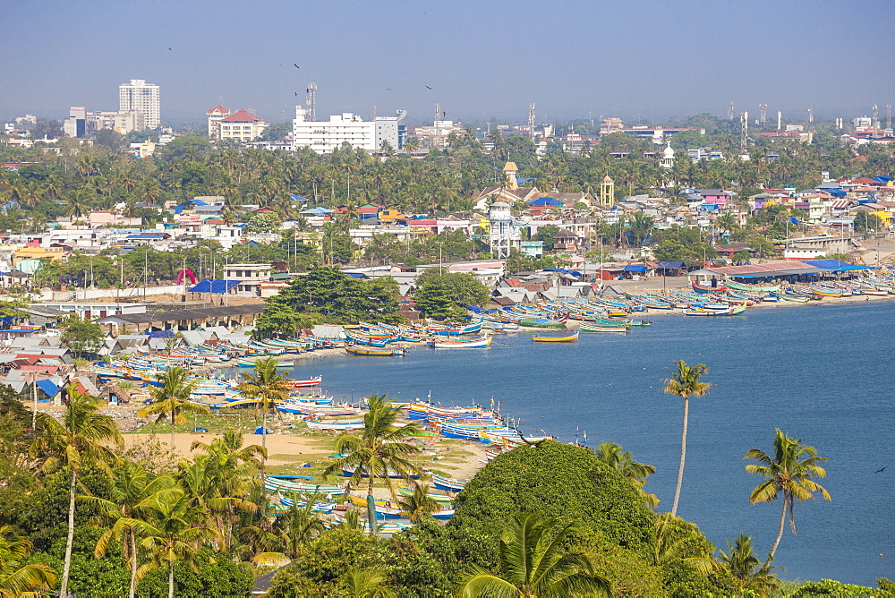 View of Kollam harbour and beach, Kollam, Kerala, India, Asia