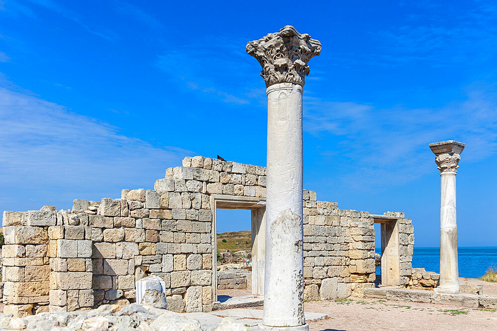 Ruins of Ancient City of Khersoness, Ancient theatre, Sevastopol, Crimea, Ukraine, Europe