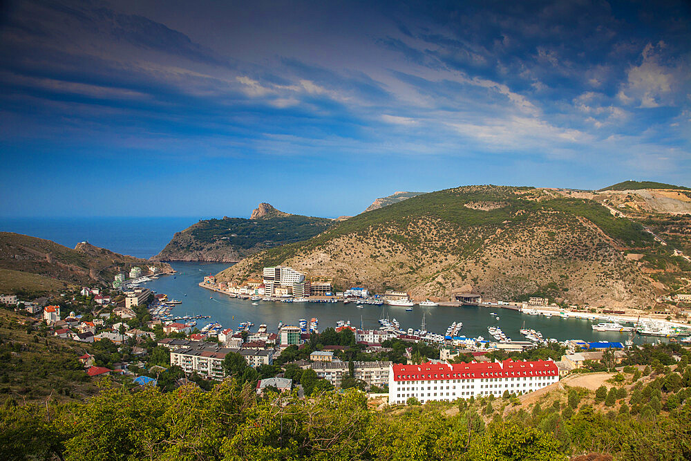 View of Balaklava Bay, Balaaklava, Crimea, Ukraine, Europe