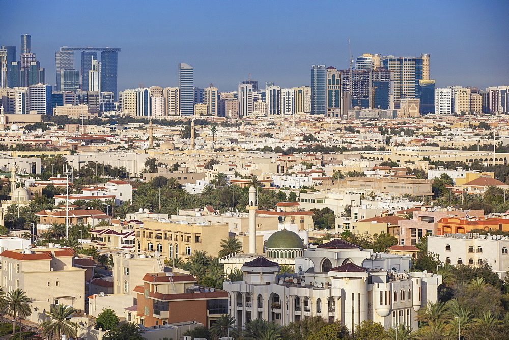 View of city skyline, Abu Dhabi, United Arab Emirates, Middle East