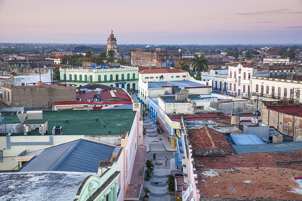 View of city looking towards La Gran Antilla and Iglesia Catedral de Nuestra Senora de la Candelaria, Camaguey, Camaguey Province, Cuba, West Indies, Caribbean, Central America