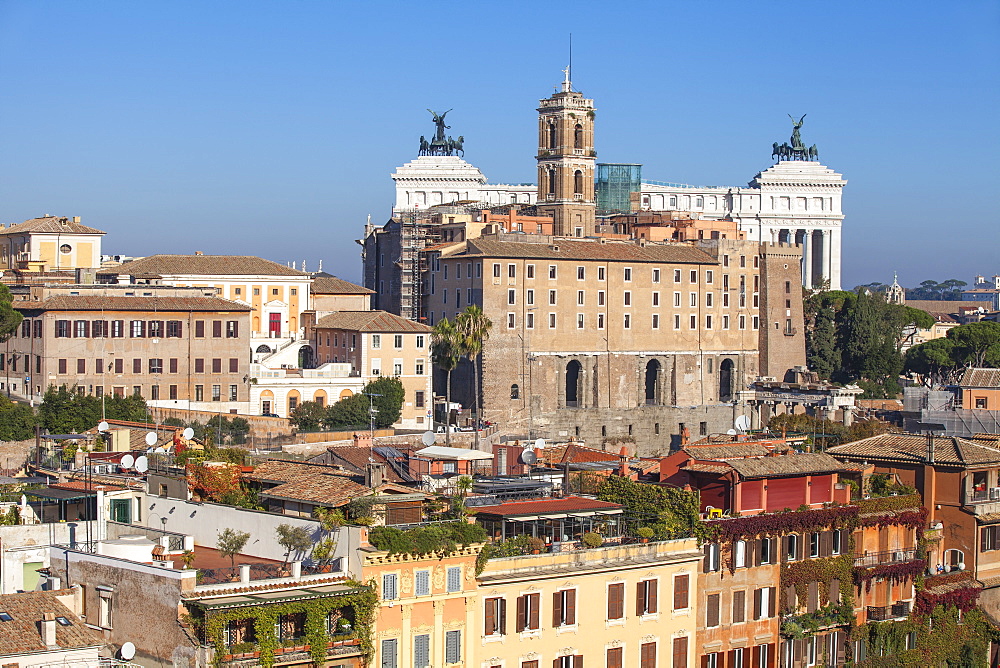 View of Rome looking towards Vittorio Emanuele II Monument, Rome, Lazio, Italy, Europe