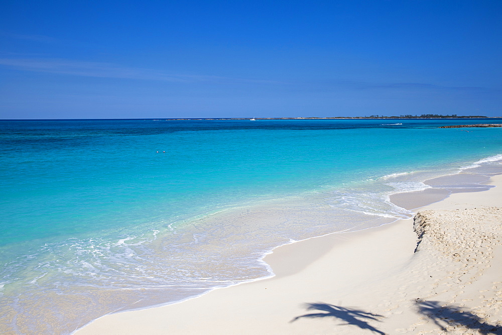 Shadow of palm treees on Cabbage Beach, Paradise Island, Nassau, Bahamas, West Indies, Caribbean, Central America