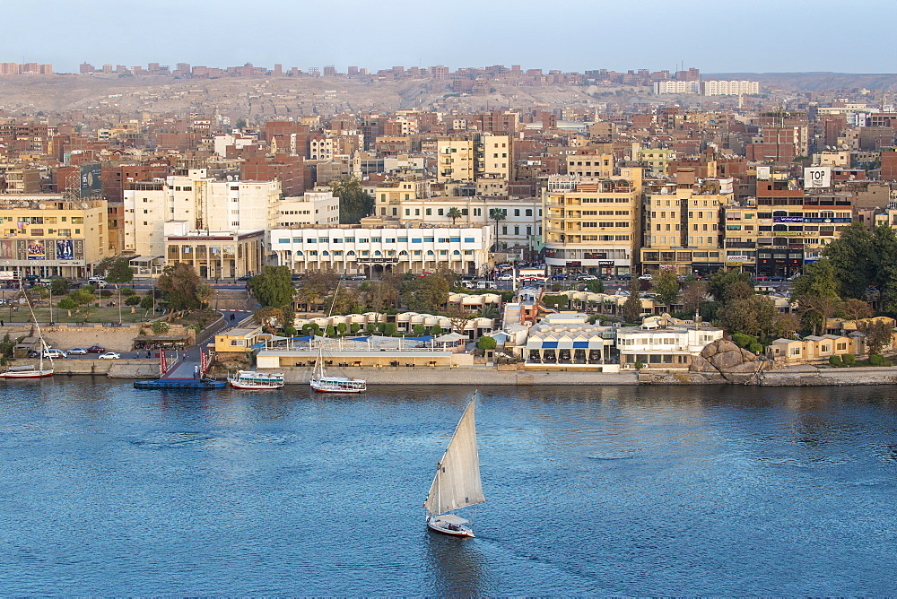 View of Aswan and River Nile, Aswan, Upper Egypt, Egypt, North Africa, Africa